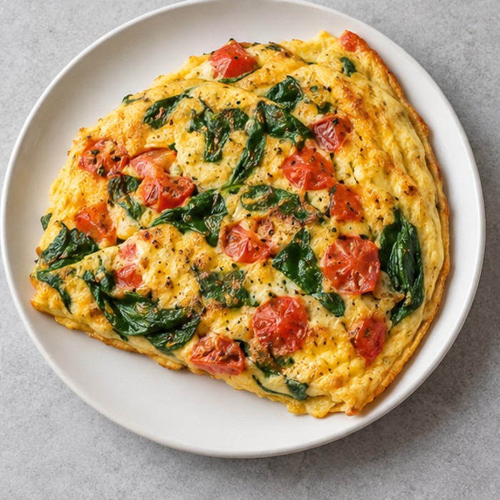 Tomato and spinach omelette